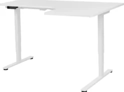 Elektrisk justerbart hjørneskrivebord DESTINES Hvid 160 cm 109 cm Højrevendt