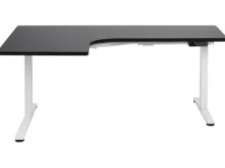 Elektrisk justerbart hjørneskrivebord DESTINES Sort/hvid 160 cm 109 cm Venstrevendt