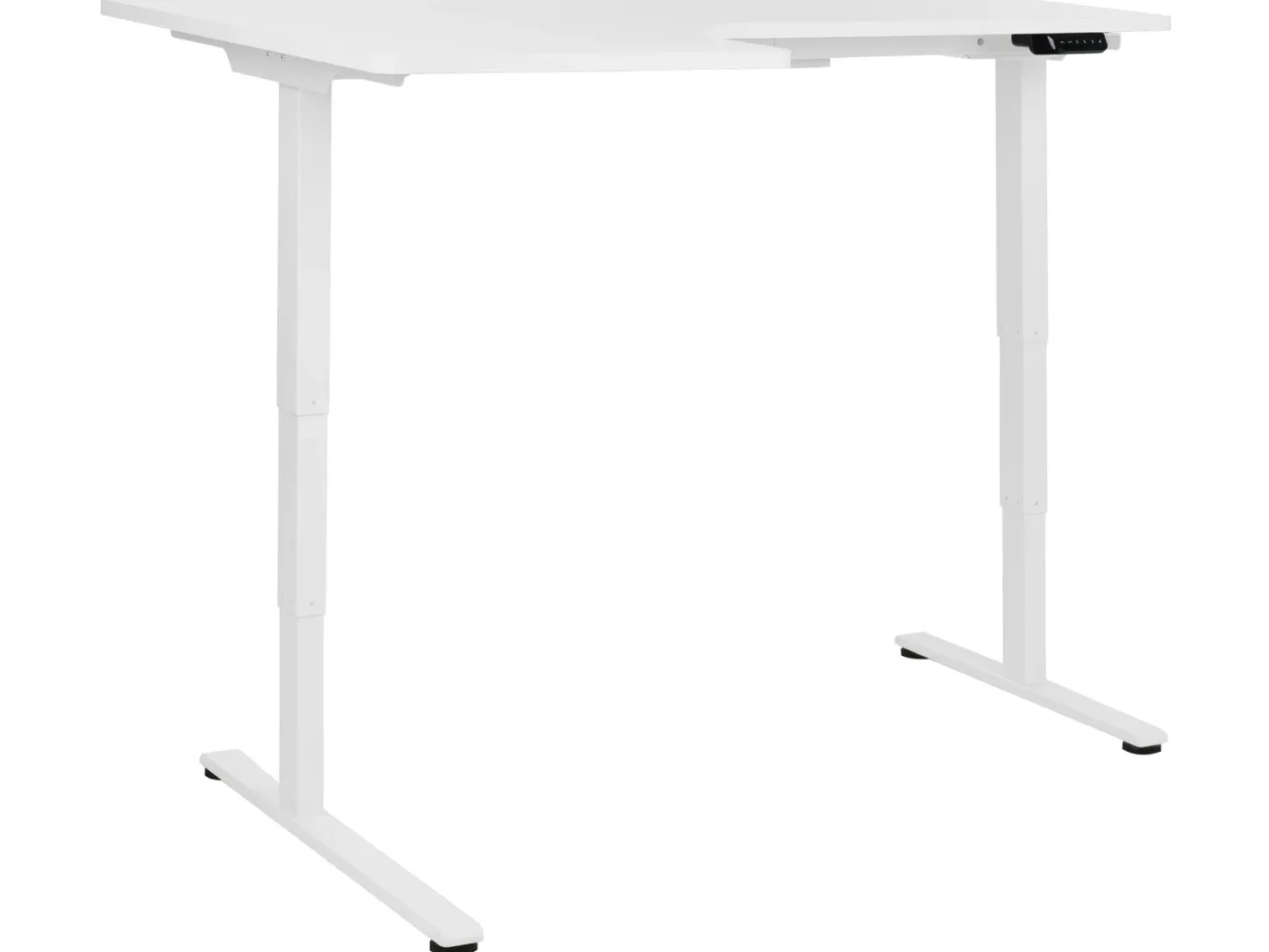Elektrisk justerbart hjørneskrivebord DESTINES Hvid 160 cm 109 cm Venstrevendt