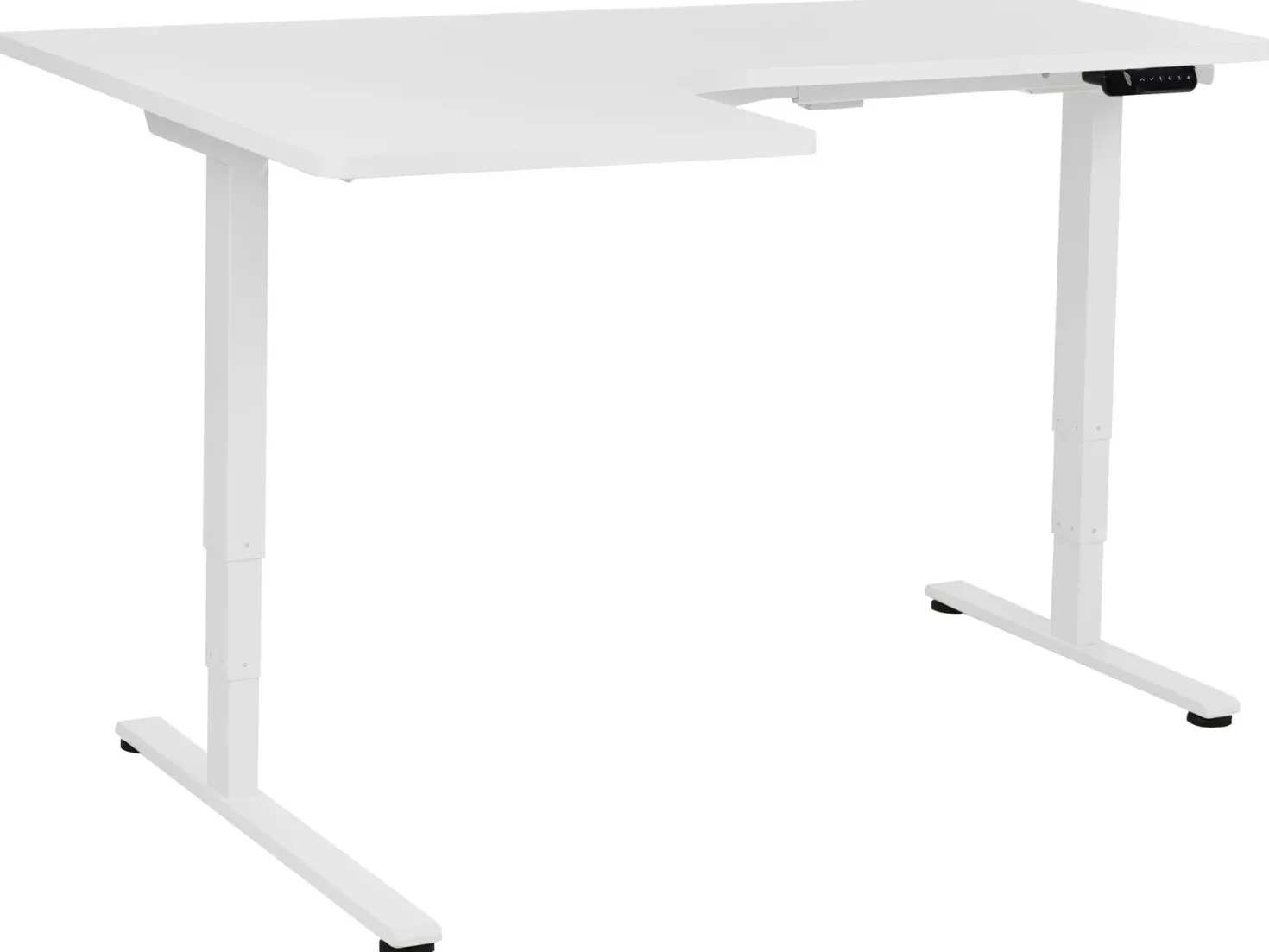 Elektrisk justerbart hjørneskrivebord DESTINES Hvid 160 cm 109 cm Venstrevendt