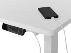 Elektrisk justerbart hjørneskrivebord DESTINES Hvid 160 cm 109 cm Venstrevendt