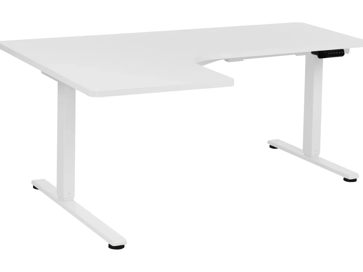 Elektrisk justerbart hjørneskrivebord DESTINES Hvid 160 cm 109 cm Venstrevendt