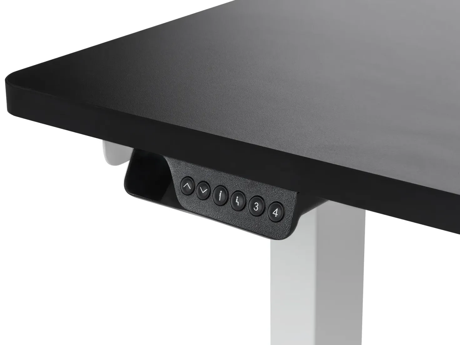 Elektrisk justerbart hjørneskrivebord DESTINES Sort/hvid 160 cm 109 cm Højrevendt