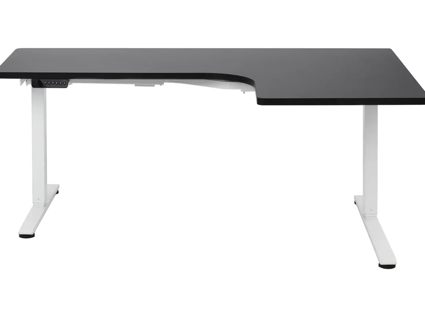 Elektrisk justerbart hjørneskrivebord DESTINES Sort/hvid 160 cm 109 cm Højrevendt