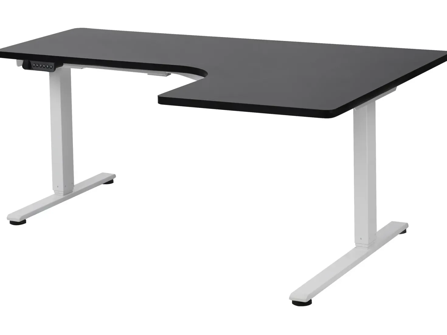 Elektrisk justerbart hjørneskrivebord DESTINES Sort/hvid 160 cm 109 cm Højrevendt