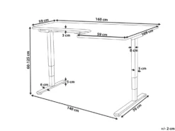 Elektrisk justerbart hjørneskrivebord DESTINES Sort/hvid 160 cm 109 cm Højrevendt