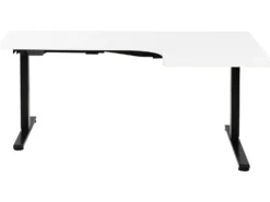 Elektrisk justerbart hjørneskrivebord DESTINES Hvid/sort 160 cm 109 cm Højrevendt