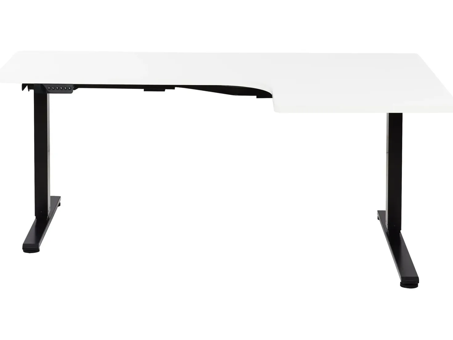 Elektrisk justerbart hjørneskrivebord DESTINES Hvid/sort 160 cm 109 cm Højrevendt