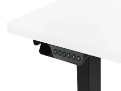 Elektrisk justerbart hjørneskrivebord DESTINES Hvid/sort 160 cm 109 cm Højrevendt