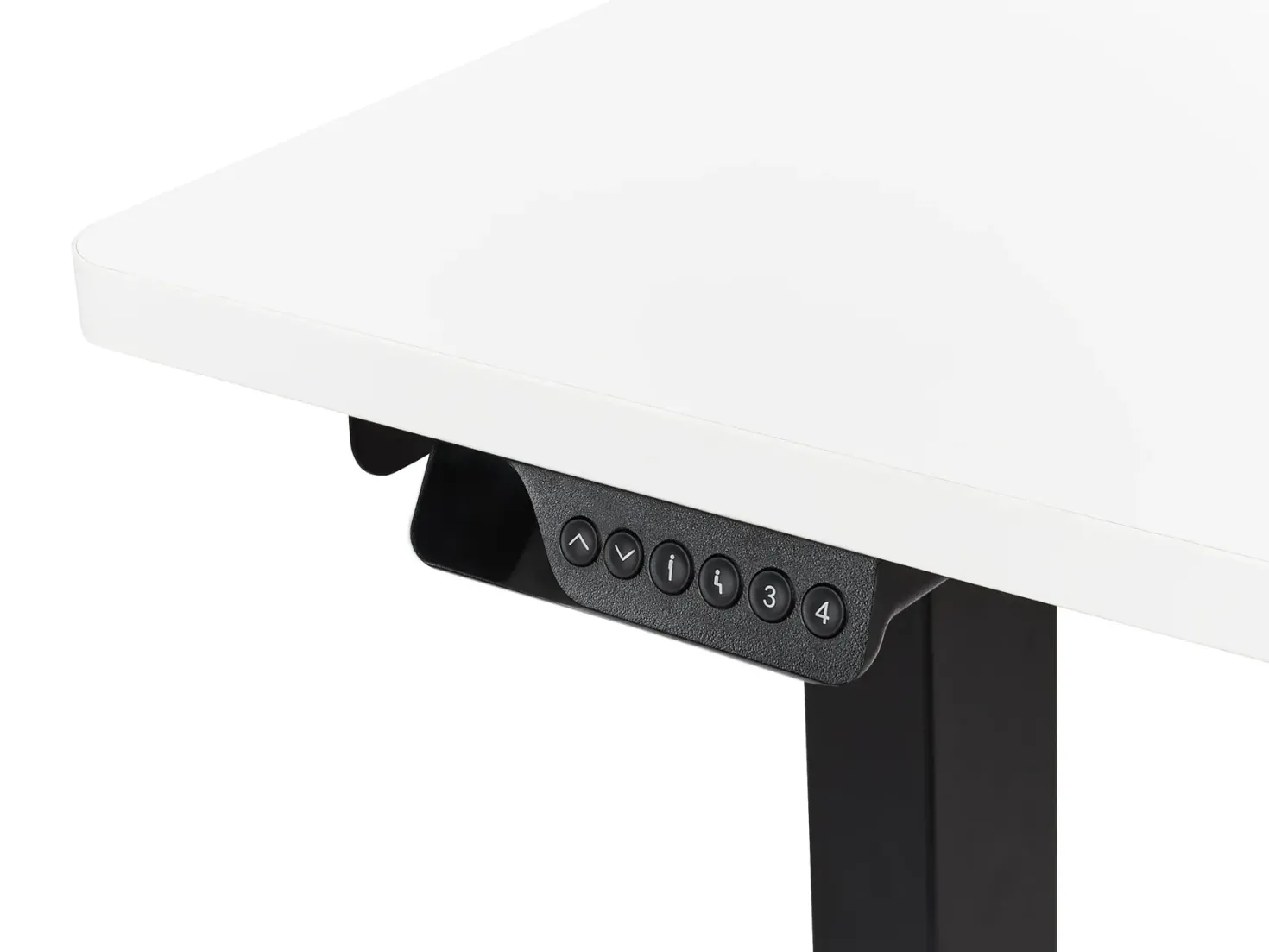 Elektrisk justerbart hjørneskrivebord DESTINES Hvid/sort 160 cm 109 cm Højrevendt