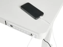 Elektrisk justerbart hæve sænkebord PENLY Hvid 120 cm 60 cm med USB-port