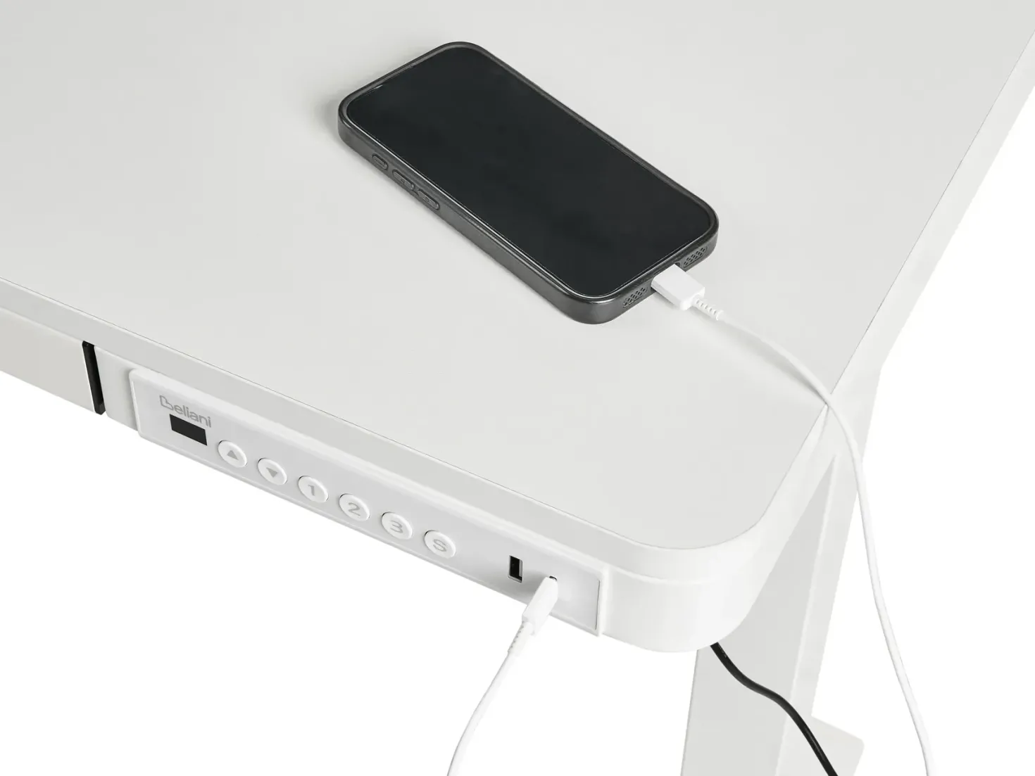 Elektrisk justerbart hæve sænkebord PENLY Hvid 120 cm 60 cm med USB-port