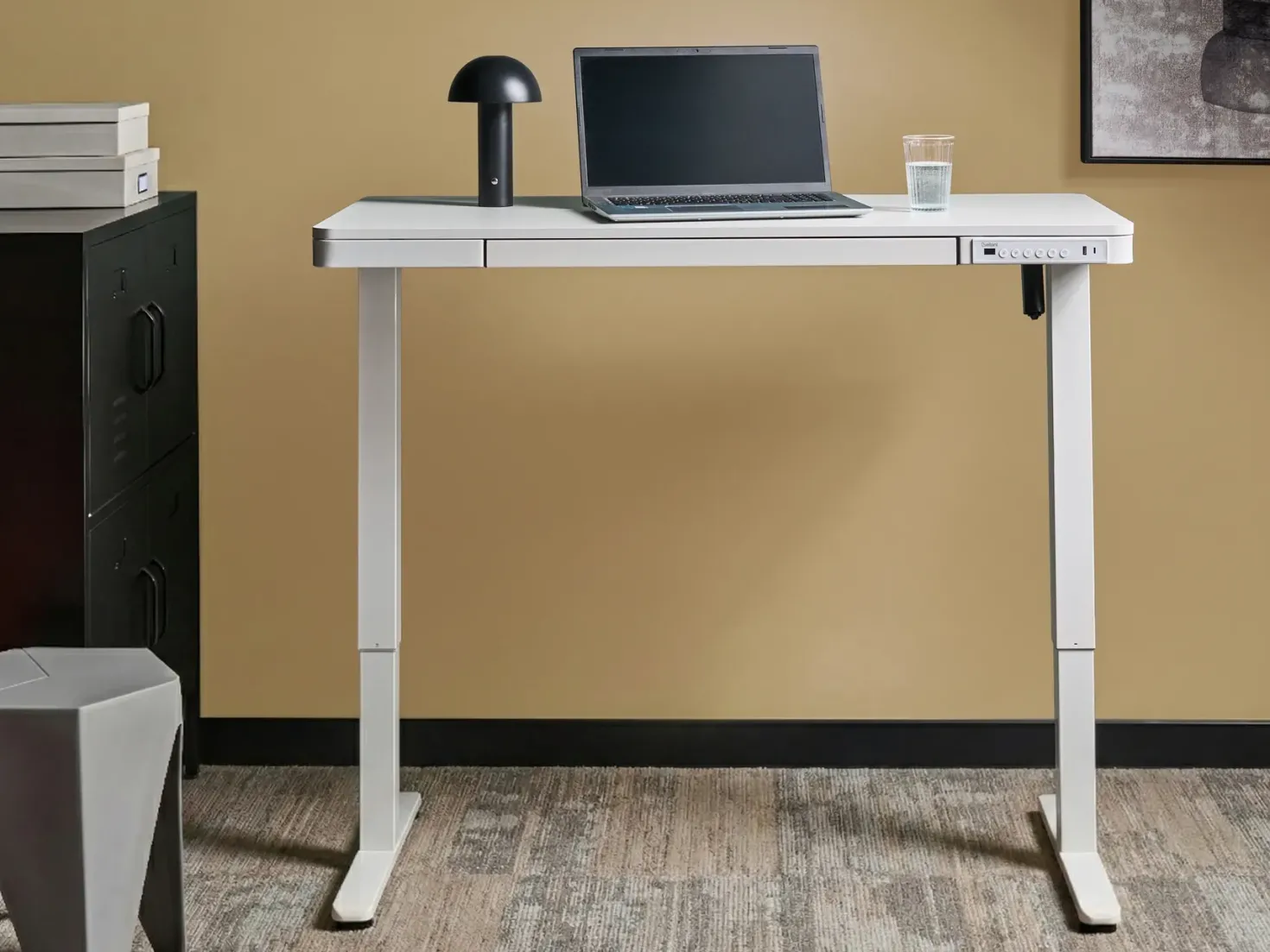 Elektrisk justerbart hæve sænkebord PENLY Hvid 120 cm 60 cm med USB-port