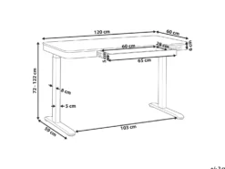 Elektrisk justerbart hæve sænkebord KENLY Brun/hvid 120 cm 60 cm med USB-port
