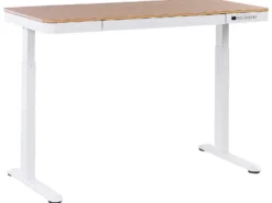 Elektrisk justerbart hæve sænkebord KENLY Brun/hvid 120 cm 60 cm med USB-port