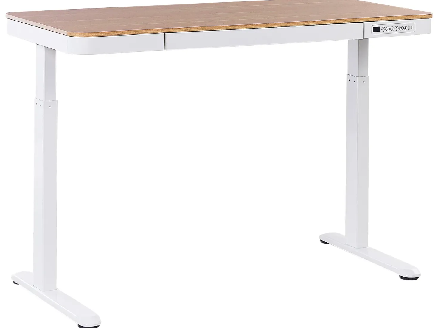 Elektrisk justerbart hæve sænkebord KENLY Brun/hvid 120 cm 60 cm med USB-port
