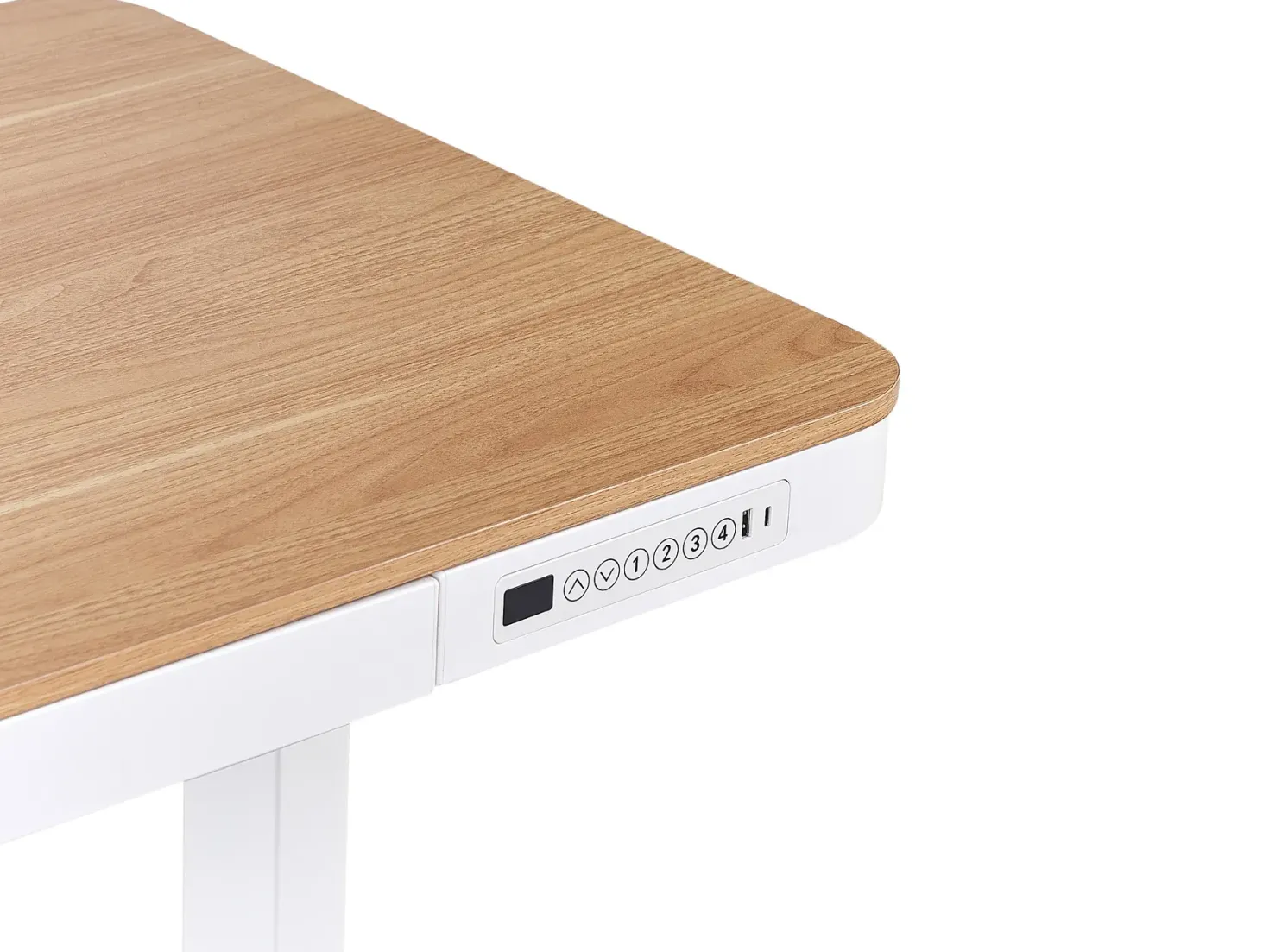 Elektrisk justerbart hæve sænkebord KENLY Brun/hvid 120 cm 60 cm med USB-port