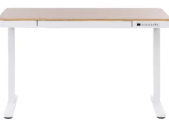 Elektrisk justerbart hæve sænkebord KENLY Brun/hvid 120 cm 60 cm med USB-port