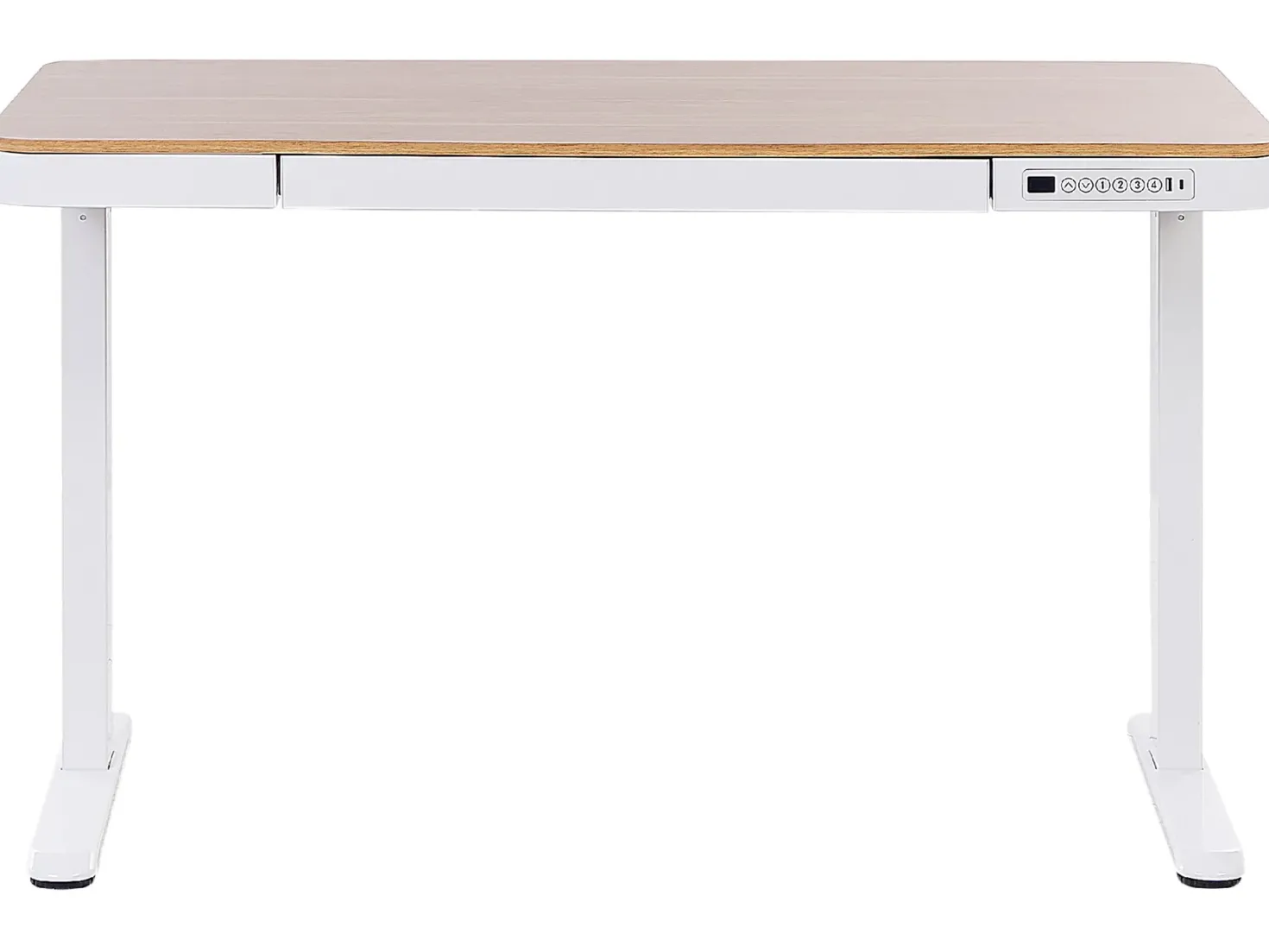 Elektrisk justerbart hæve sænkebord KENLY Brun/hvid 120 cm 60 cm med USB-port