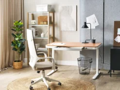 Elektrisk justerbart hæve sænkebord KENLY Brun/hvid 120 cm 60 cm med USB-port