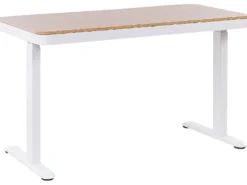 Elektrisk justerbart hæve sænkebord KENLY Brun/hvid 120 cm 60 cm med USB-port
