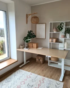 Elektrisk justerbart hæve sænkebord DESTINES Lysebrun/hvid 180 cm 72 cm