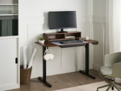 Elektrisk justerbart hæve sænkebord LUCAMA Brun/sort 120 cm 60 cm med USB-port