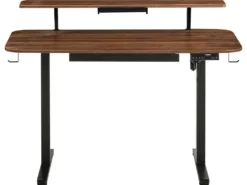 Elektrisk justerbart hæve sænkebord WILBANKS Brun/sort 120 cm 60 cm med USB-port