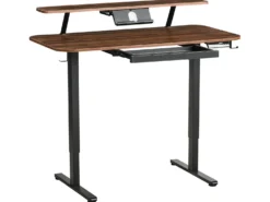 Elektrisk justerbart hæve sænkebord WILBANKS Brun/sort 120 cm 60 cm med USB-port