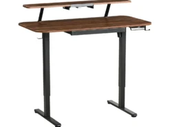 Elektrisk justerbart hæve sænkebord WILBANKS Brun/sort 120 cm 60 cm med USB-port