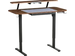 Elektrisk justerbart hæve sænkebord WILBANKS Brun/sort 120 cm 60 cm med USB-port