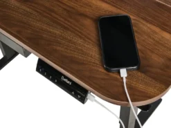 Elektrisk justerbart hæve sænkebord WILBANKS Brun/sort 120 cm 60 cm med USB-port