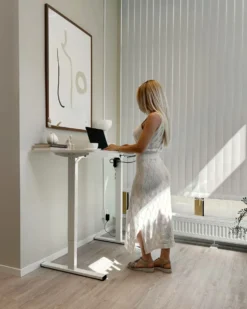 Elektrisk justerbart hæve sænkebord TAVARES Hvid 120 cm 60 cm