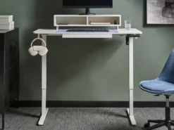 Elektrisk justerbart hæve sænkebord LUCAMA Hvid 120 cm 60 cm med USB-port
