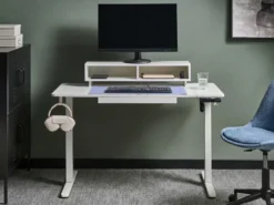 Elektrisk justerbart hæve sænkebord LUCAMA Hvid 120 cm 60 cm med USB-port