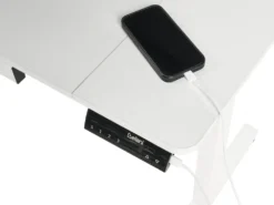 Elektrisk justerbart hæve sænkebord LUCAMA Hvid 120 cm 60 cm med USB-port