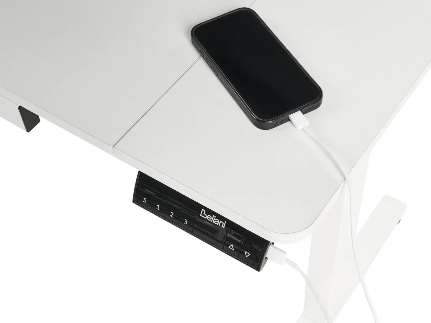 Elektrisk justerbart hæve sænkebord LUCAMA Hvid 120 cm 60 cm med USB-port