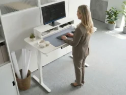 Elektrisk justerbart hæve sænkebord LUCAMA Hvid 120 cm 60 cm med USB-port