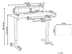 Elektrisk justerbart hæve sænkebord LUCAMA Hvid 120 cm 60 cm med USB-port