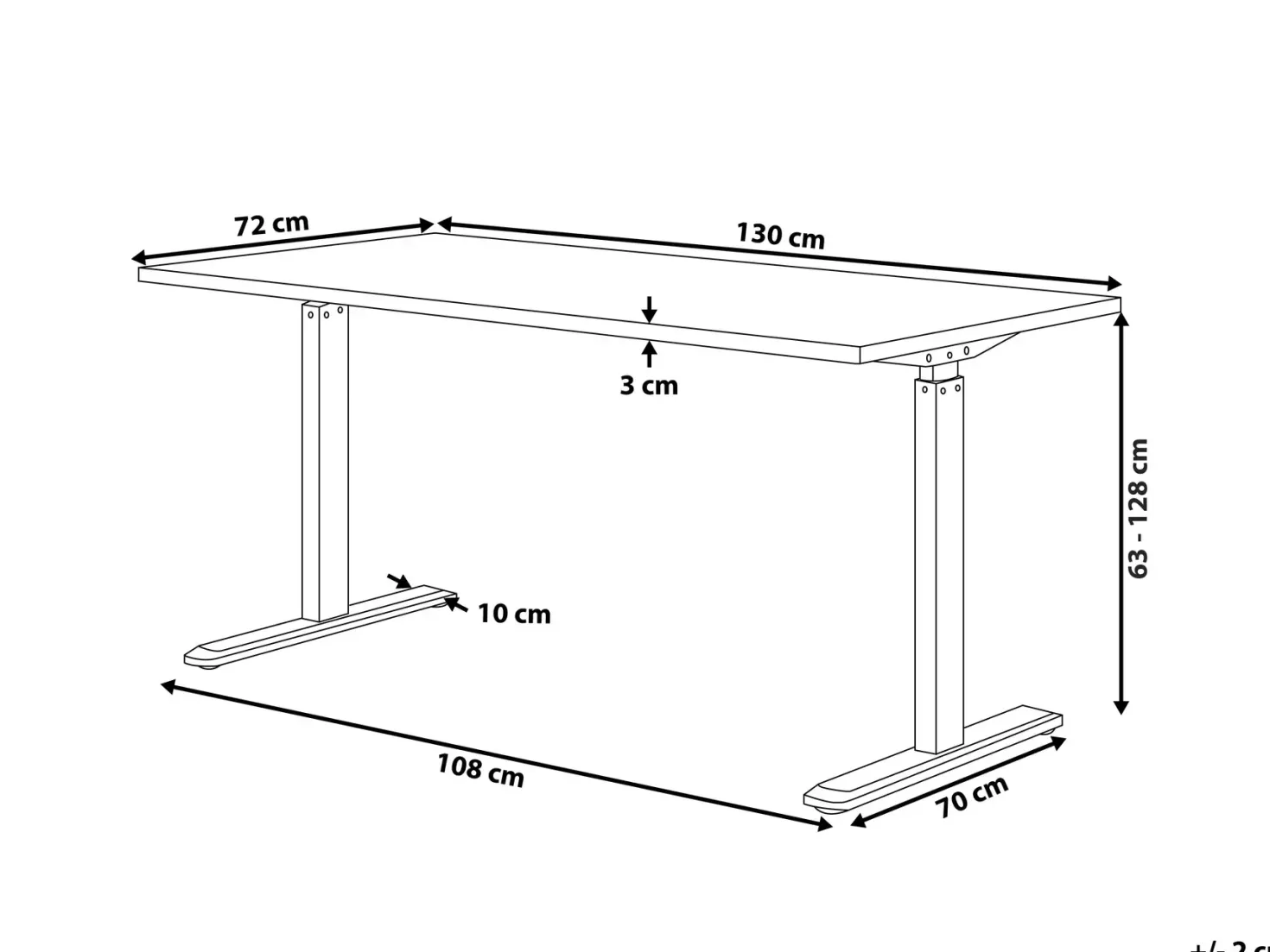 Elektrisk justerbart hæve sænkebord DESTIN II Grå/sort 130 cm 72 cm