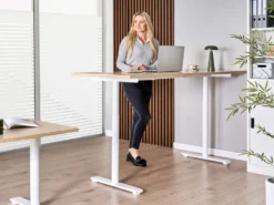 Elektrisk justerbart hæve sænkebord DESTINAS Lysebrun/hvid 180 cm 72 cm