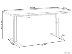 Elektrisk justerbart hæve sænkebord DESTINES Grå/hvid 160 cm 72 cm