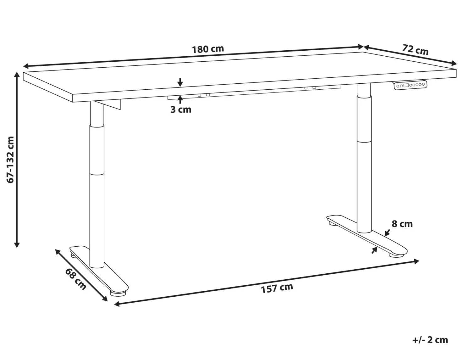 Elektrisk justerbart hæve sænkebord DESTINAS 180 cm 72 cm