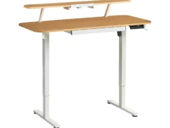Elektrisk justerbart hæve sænkebord WILBANKS Lysebrun/hvid 120 cm 60 cm med USB-port