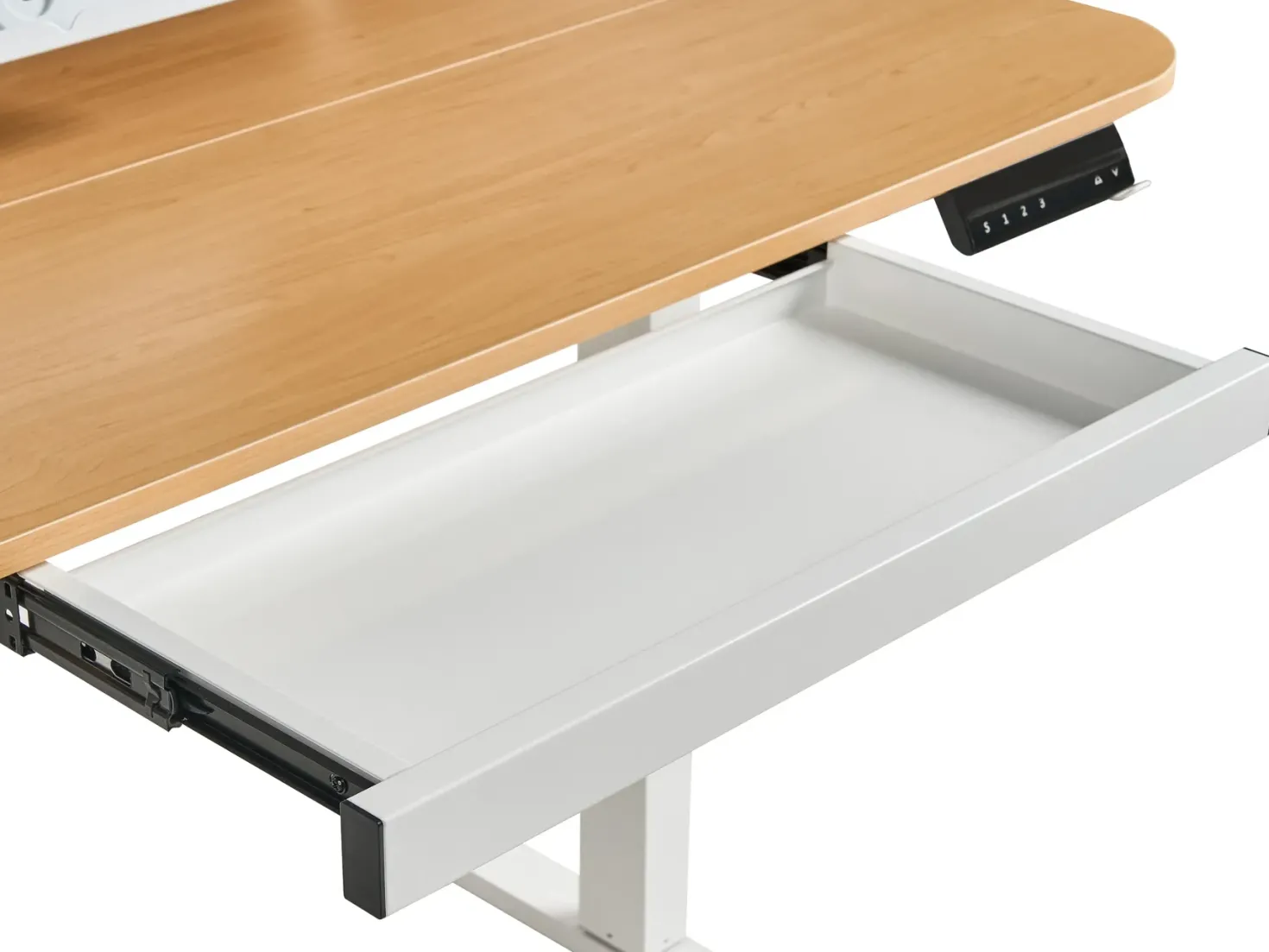 Elektrisk justerbart hæve sænkebord WILBANKS Lysebrun/hvid 120 cm 60 cm med USB-port