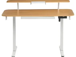 Elektrisk justerbart hæve sænkebord WILBANKS Lysebrun/hvid 120 cm 60 cm med USB-port