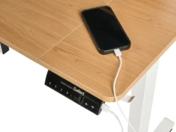 Elektrisk justerbart hæve sænkebord LUCAMA Lysebrun/hvid 120 cm 60 cm med USB-port