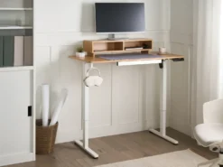 Elektrisk justerbart hæve sænkebord LUCAMA Lysebrun/hvid 120 cm 60 cm med USB-port