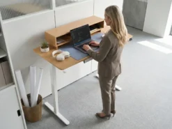 Elektrisk justerbart hæve sænkebord LUCAMA Lysebrun/hvid 120 cm 60 cm med USB-port