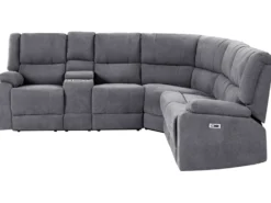 Elektrisk recliner hjørnesofa 5 personers ROKKE Mørkegrå med USB-port Venstrevendt